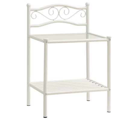 vidaXL Naktinės spintelės, 2vnt., baltos/skaidrios, metalas ir stiklas