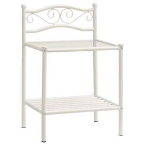 vidaXL Naktinės spintelės, 2vnt., baltos/skaidrios, metalas ir stiklas