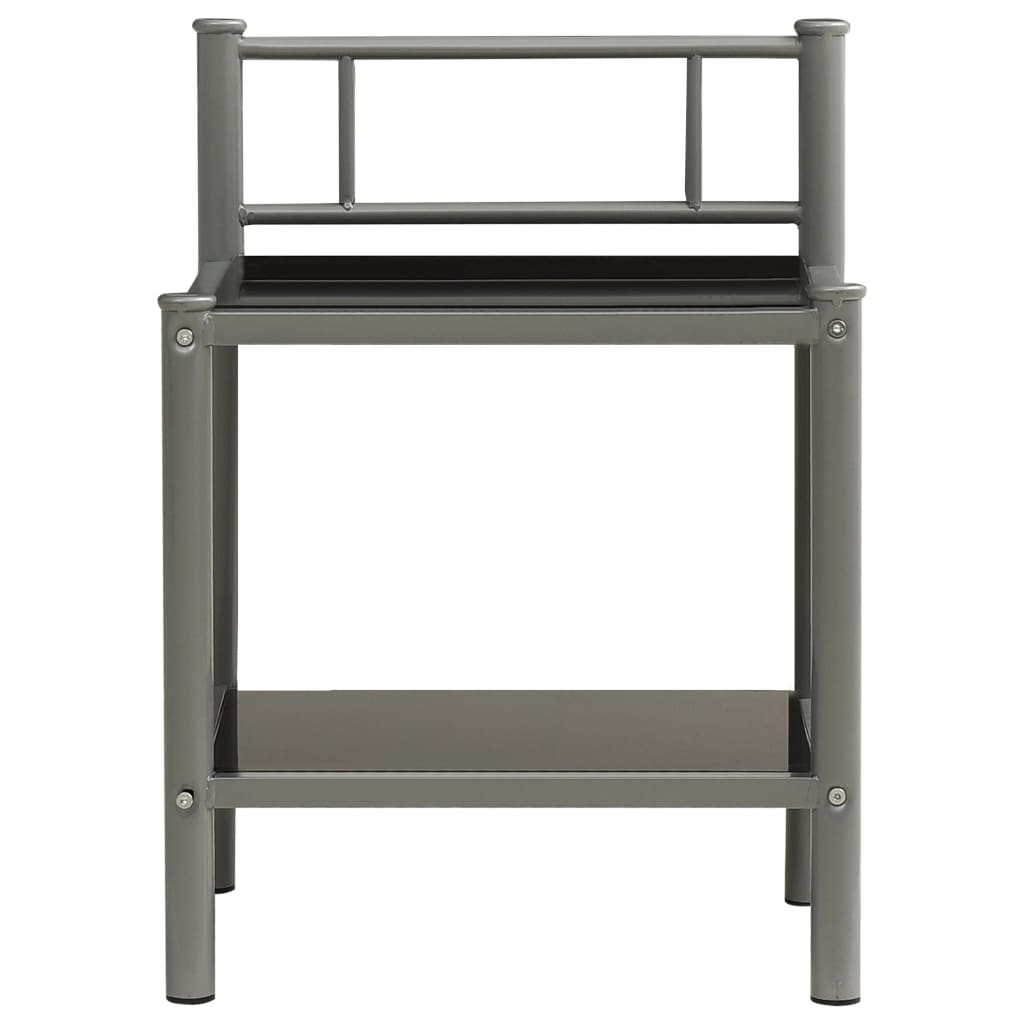 

vidaXL Nachtkastje 45x34,5x60,5 cm metaal en glas grijs en zwart