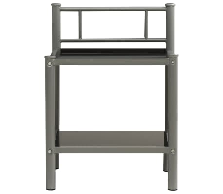 vidaXL Κομοδίνο Γκρι / Μαύρο 45 x 34,5 x 60,5 εκ. από Μέταλλο & Γυαλί