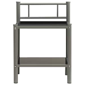 vidaXL Κομοδίνο Γκρι / Μαύρο 45 x 34,5 x 60,5 εκ. από Μέταλλο & Γυαλί
