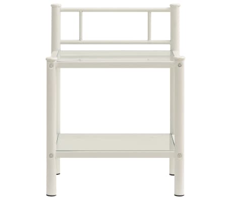 vidaXL Нощно шкафче, бяло и прозрачно, 45x34,5x60,5 см, метал и стъкло