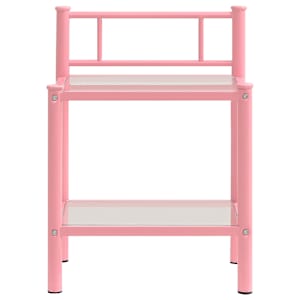 vidaXL Comodino Rosa e Trasparente 45x34,5x60,5 cm in Metallo e Vetro
