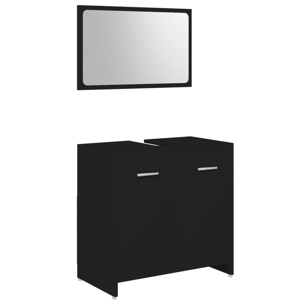 vidaXL Juego de muebles de baño 4 piezas madera ingeniería negro