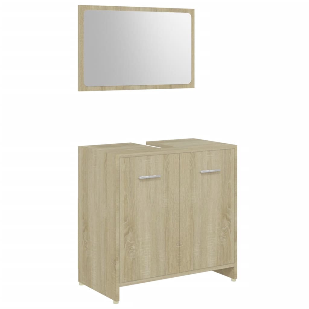 vidaXL 4 Piece Bathroom Furniture Set Sonoma Oak Engineered Wood