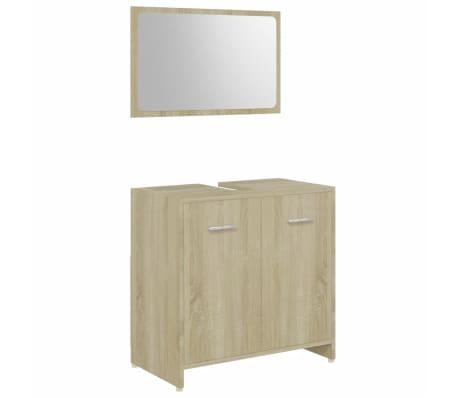 vidaXL 4 Piece Bathroom Furniture Set Sonoma Oak Engineered Wood