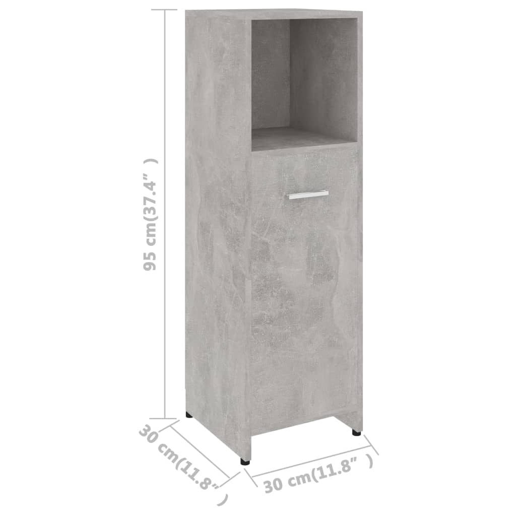 Vonios kambario baldų komplektas, 4 dalių, betono pilkas, MDP | Stepinfit.lt