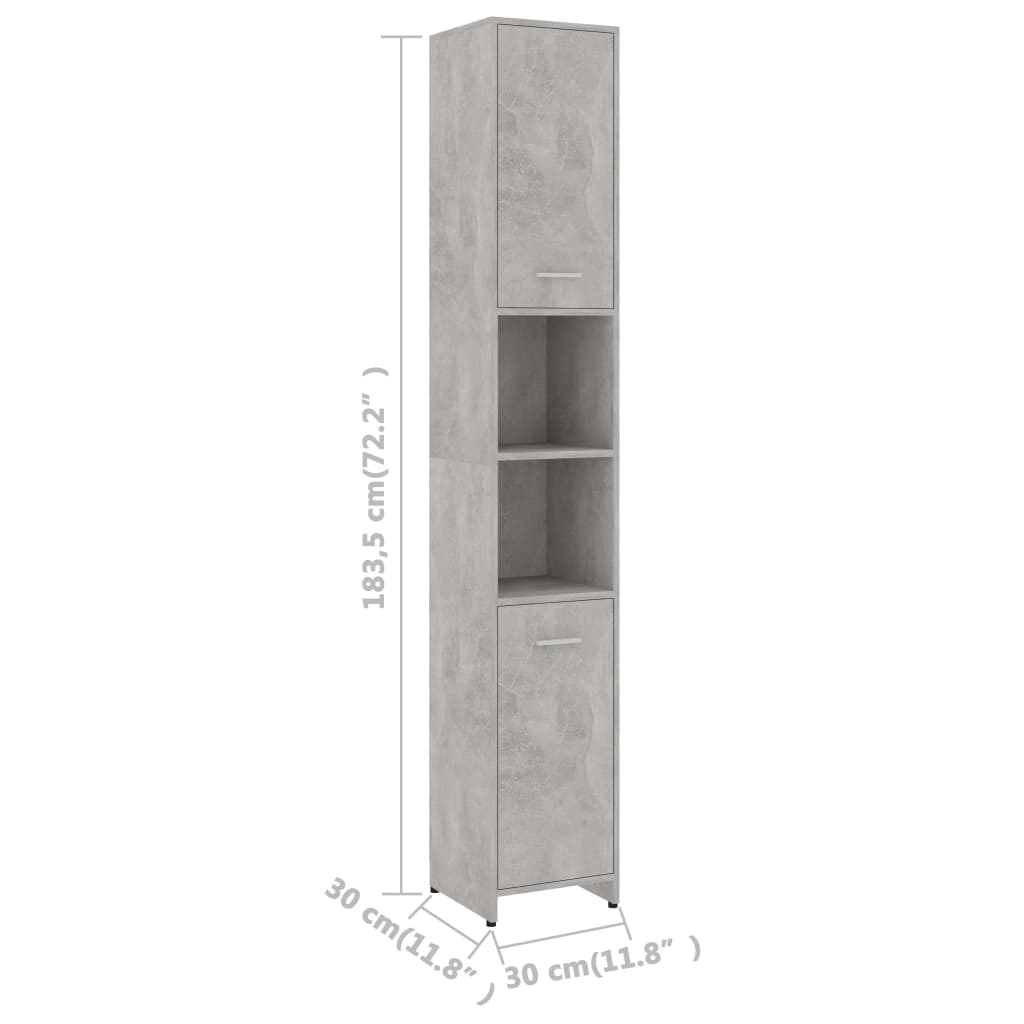 Vonios kambario baldų komplektas, 4 dalių, betono pilkas, MDP | Stepinfit.lt