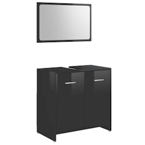 vidaXL 4-tlg. Badm&ouml;bel-Set Hochglanz-Schwarz Holzwerkstoff