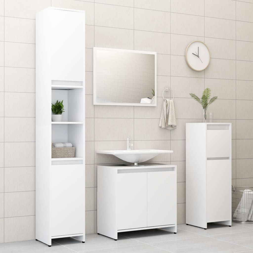 vidaXL 4-cz�ciowy zestaw mebli �azienkowych, bia�y