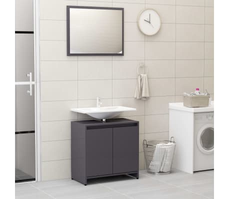 vidaXL 4-osainen kylpyhuonekalustesarja korkeakiilto harmaa lastulevy