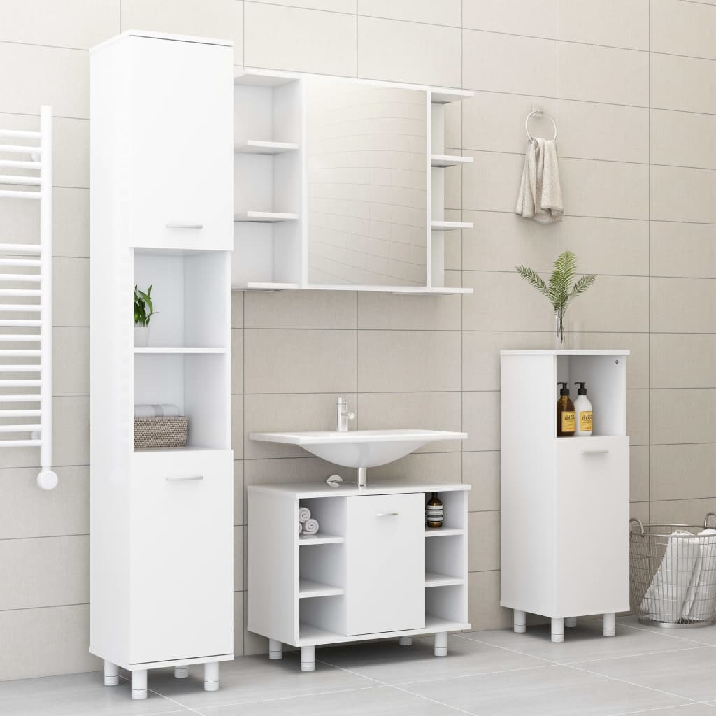 vidaXL 4-cz�ciowy zestaw mebli �azienkowych, bia�y