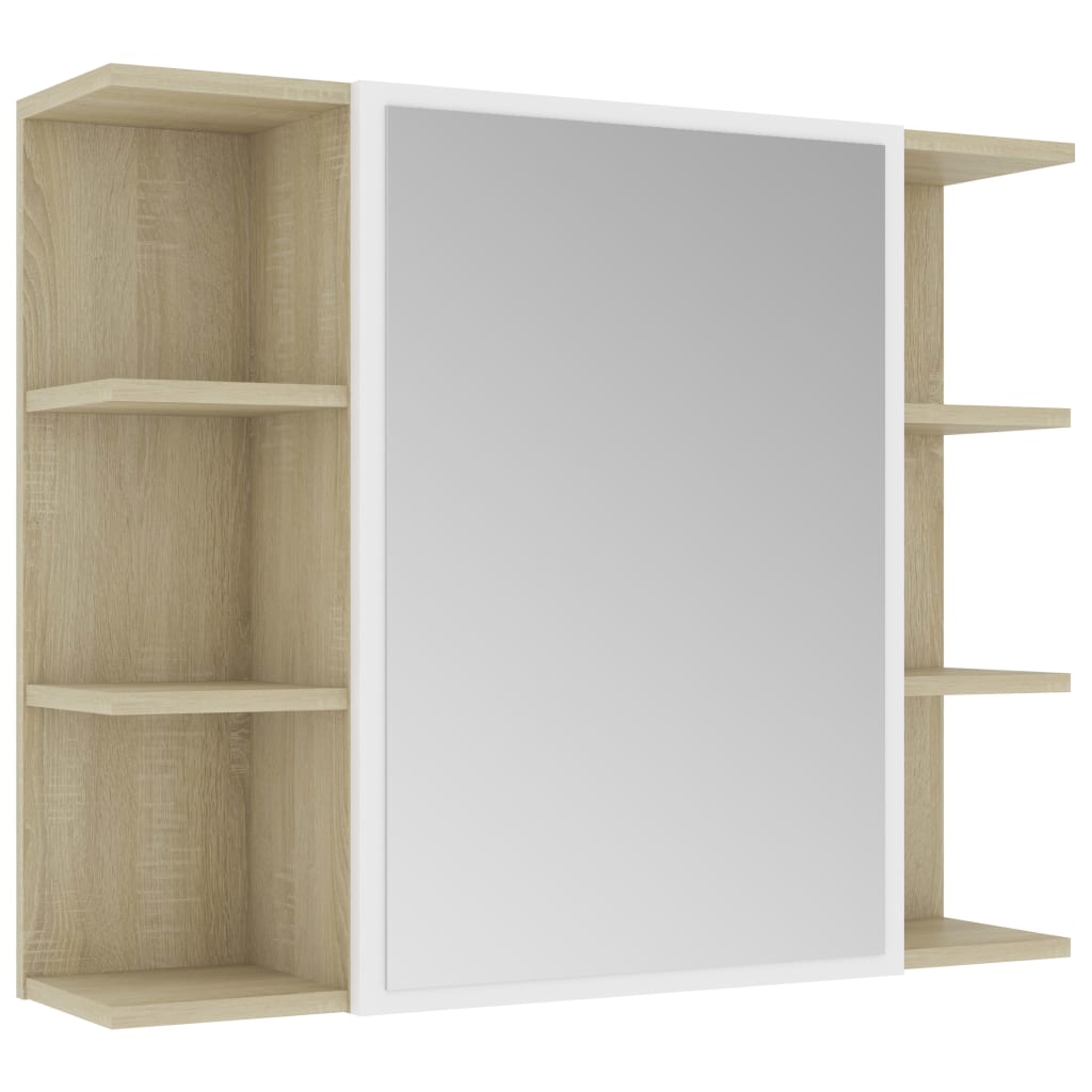 vidaXL Muebles de baño 4 pzas madera ingeniería roble Sonoma y blanco