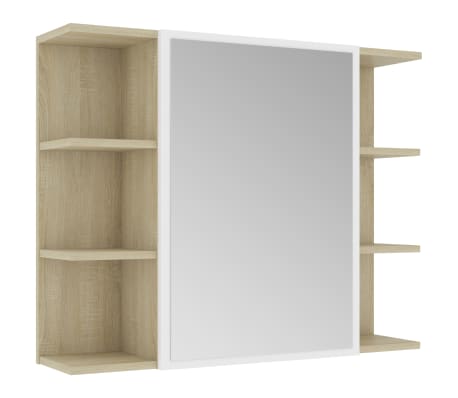 vidaXL Muebles de baño 4 pzas madera ingeniería roble Sonoma y blanco