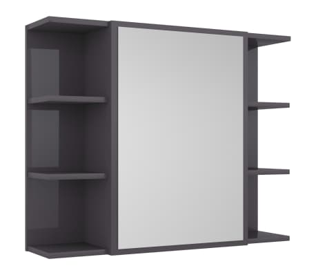 vidaXL Juego muebles de baño 4 pzas madera de ingeniería gris brillo