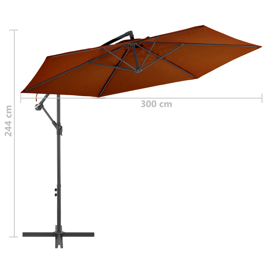 terrakotta színű konzolos napernyő alumíniumrúddal 300 cm