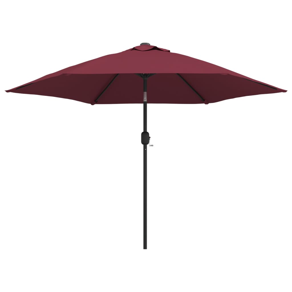 Poza vidaXL Umbrela soare exterior, LED-uri stalp otel, rosu bordo, 300 cm