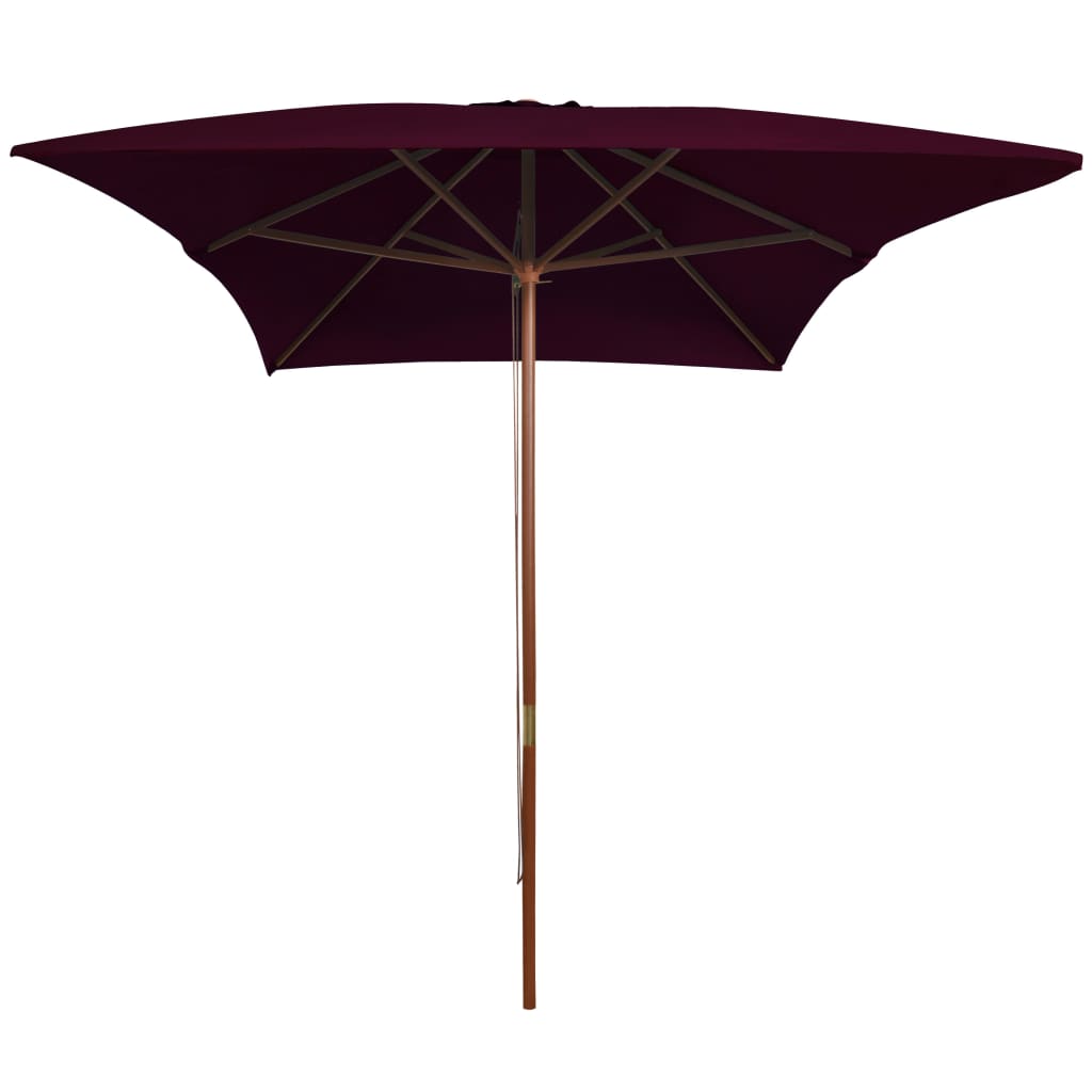 vidaXL Parasol met houten paal 200x300 cm bordeauxrood afbeelding