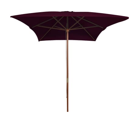 vidaXL Parasol de jardin avec m&acirc;t en bois rouge bordeaux 200x300 cm