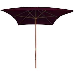 vidaXL Parasol de jardin avec m&acirc;t en bois rouge bordeaux 200x300 cm