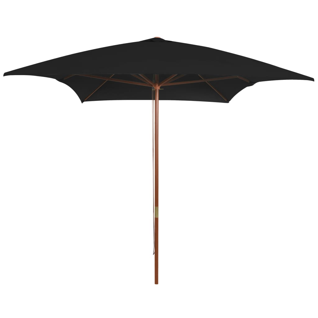 vidaXL parasol med træstang 200x300 cm sort