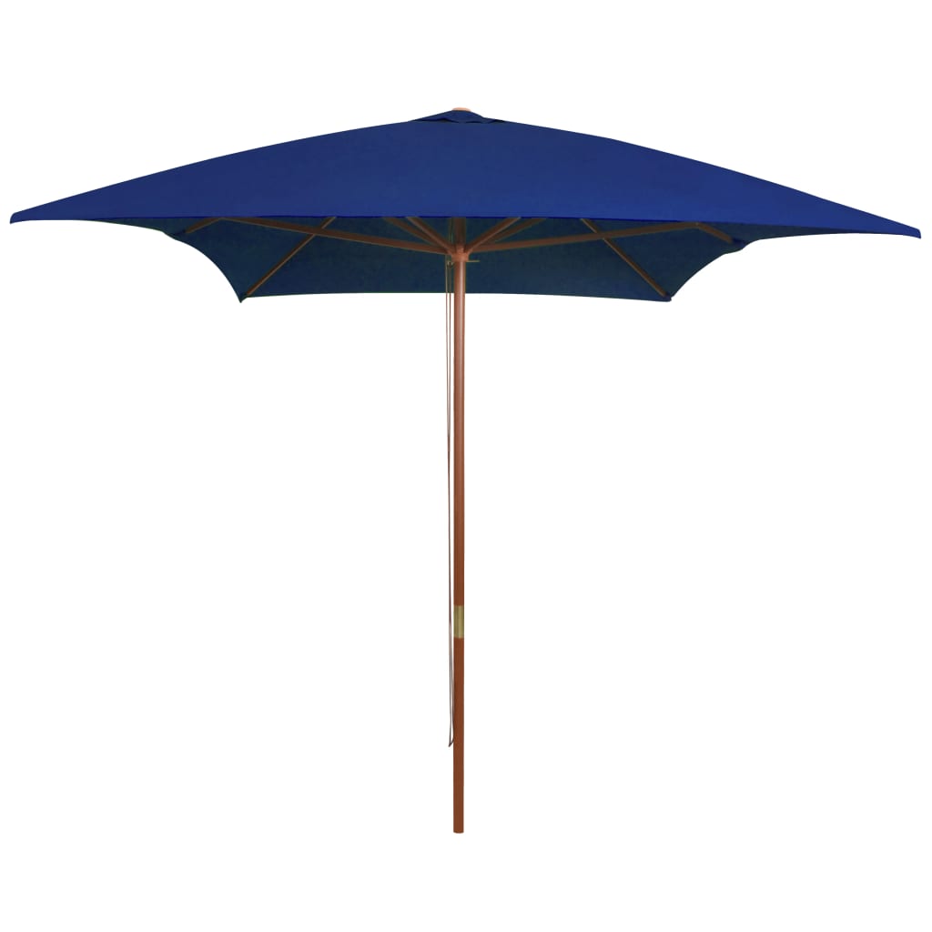 vidaXL parasol med træstang 200x300 cm blå