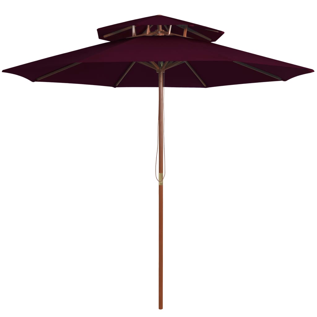 vidaXL dobbelt parasol med træstang 270 cm bordeaux