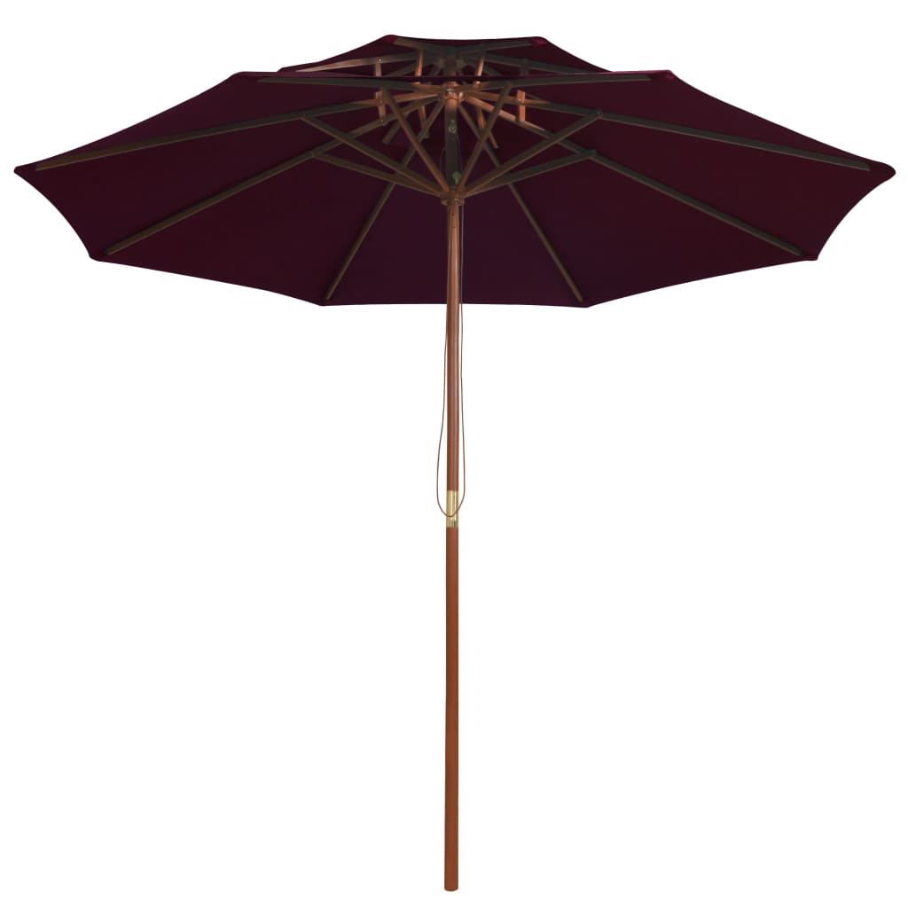 vidaXL Parasol dubbeldekker met houten paal 270 cm bordeauxrood afbeelding