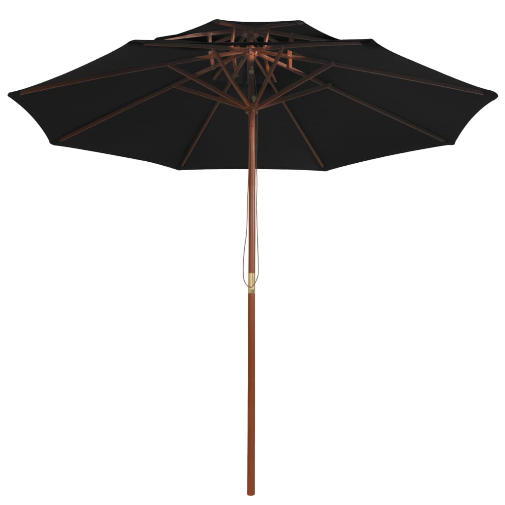 vidaXL Umbrelă de soare dublă, stâlp din lemn, negru, 270 cm