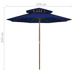 Dvoupatrový slunečník s dřevěnou tyčí modrý 270 cm - obrázek 6