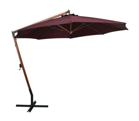 vidaXL Parasol de jardin suspendu et m&acirc;t rouge bordeaux bois de sapin
