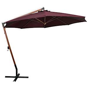vidaXL Parasol de jardin suspendu et m&acirc;t rouge bordeaux bois de sapin