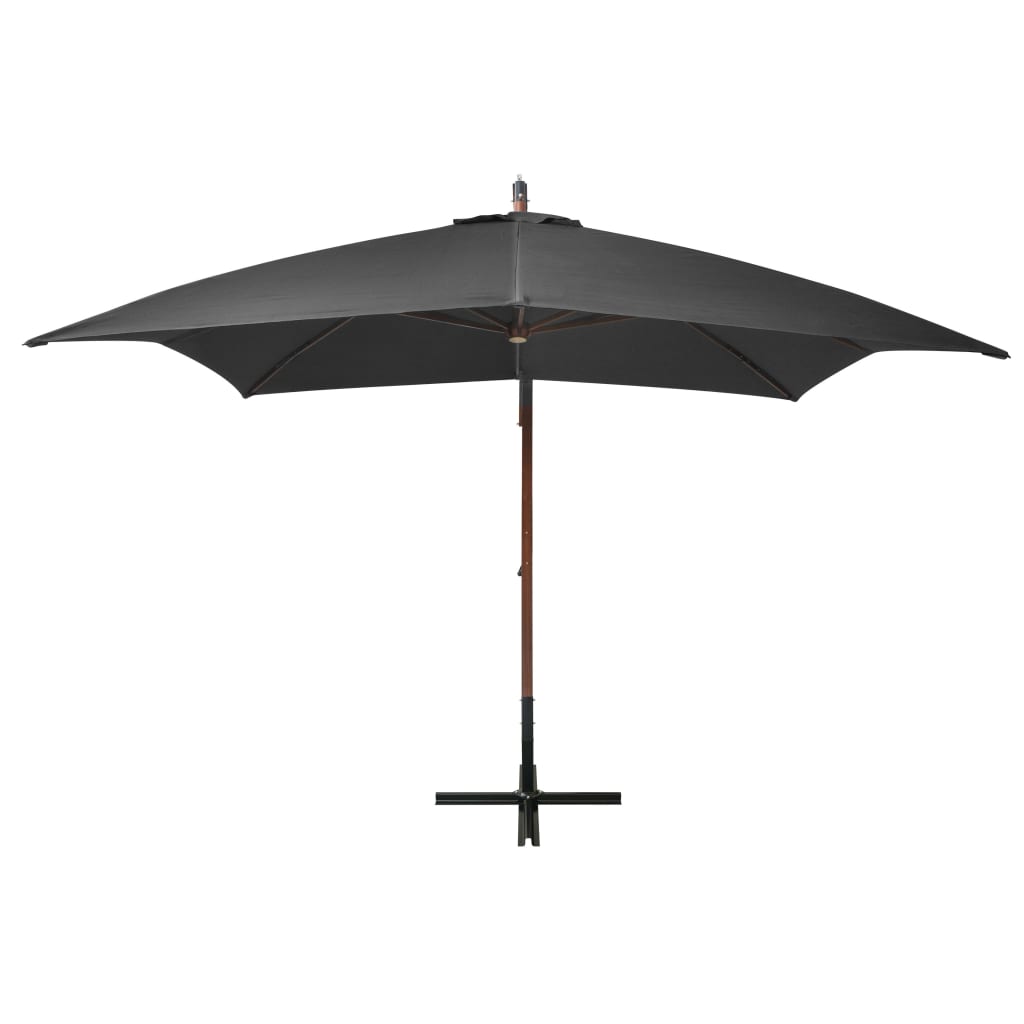 vidaXL Zweefparasol met paal 3x3 m massief vurenhout antracietkleurig afbeelding