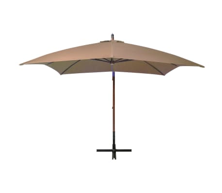 vidaXL Umbrelă suspendată cu st&acirc;lp gri taupe 3x3 m lemn masiv de brad