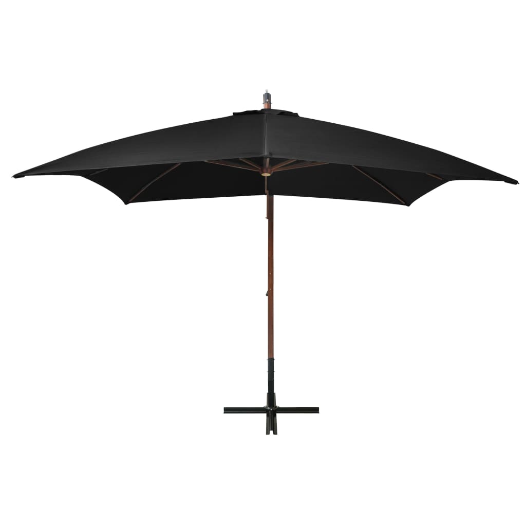 vidaXL Zweefparasol met paal 3x3 m massief vurenhout zwart afbeelding