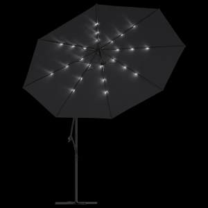 Boční zahradní slunečník s LED osvětlením černý 350 cm - obrázek 6