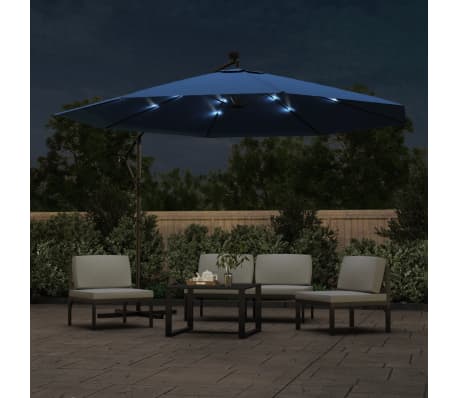 vidaXL Ομπρέλα Κρεμαστή Κήπου με LED Μπλε 350 εκ.