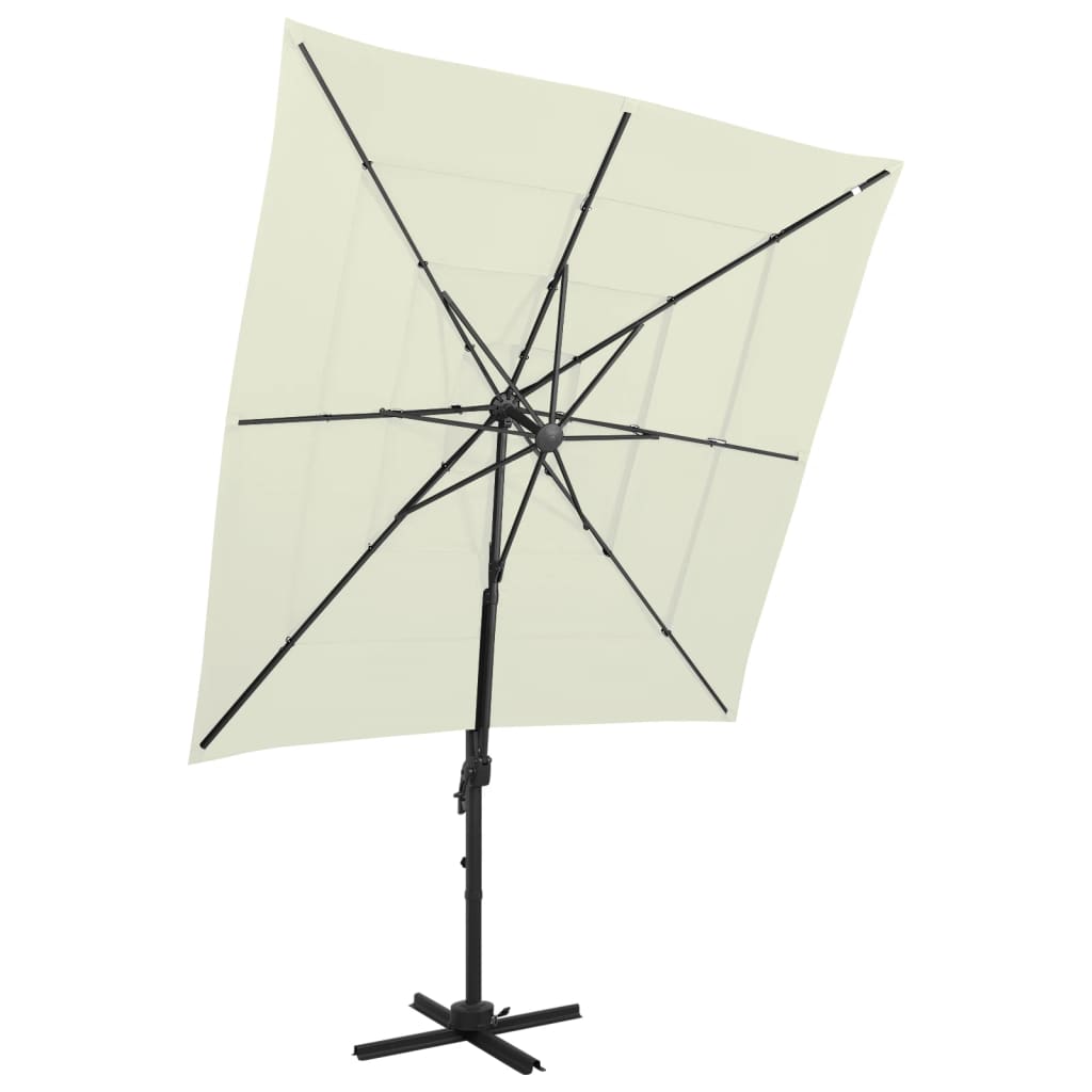 Umbrelă de soare 4 niveluri, stâlp aluminiu, nisipiu 250x250 cm