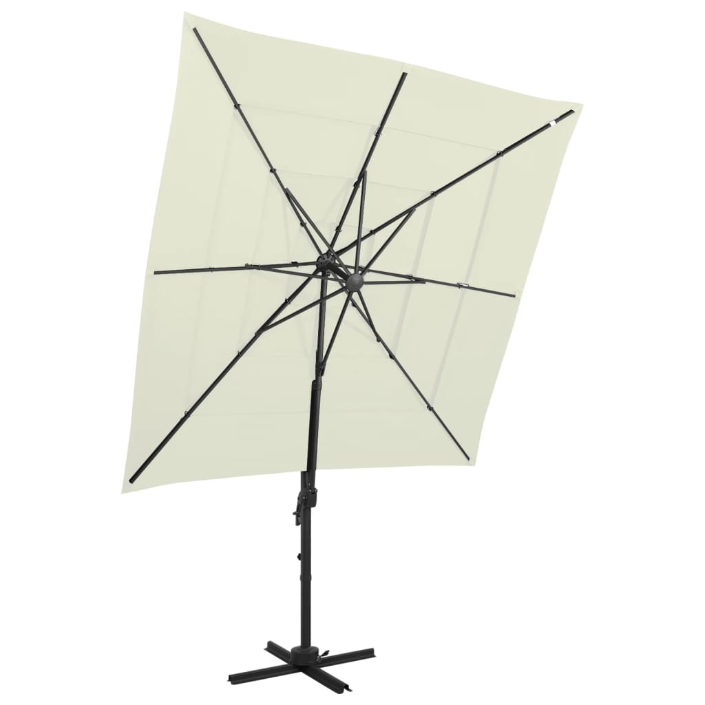 vidaXL Umbrelă de soare 4 niveluri, stâlp aluminiu, nisipiu 250×250 cm vidaXL