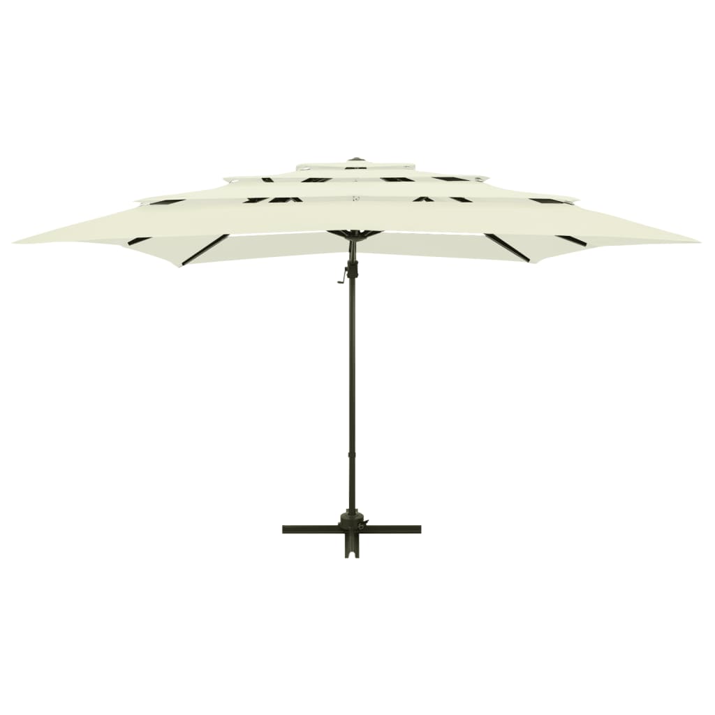 Umbrelă de soare 4 niveluri, stâlp aluminiu, nisipiu 250x250 cm