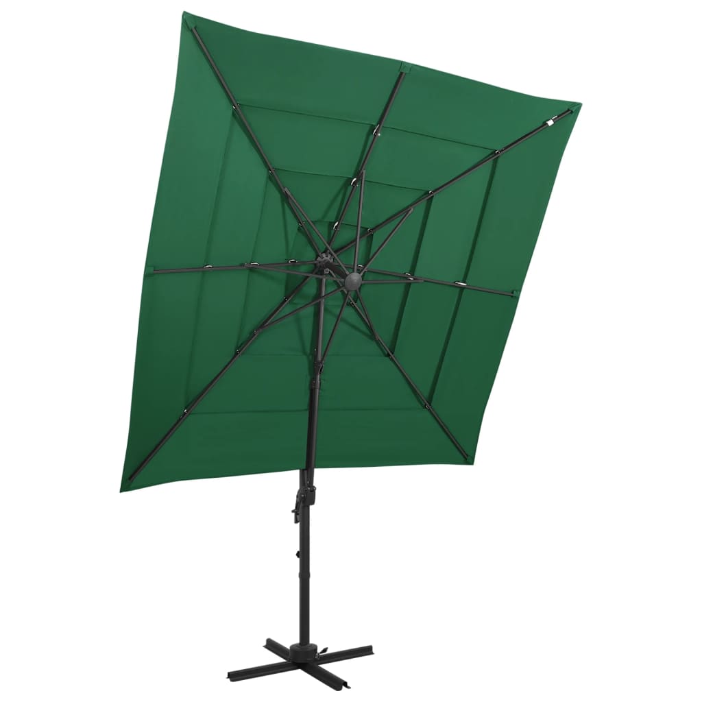 vidaXL Umbrelă de soare 4 niveluri, stâlp aluminiu, verde, 250x250 cm