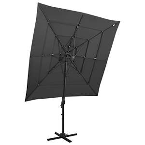 vidaXL 4-kordne aia p&auml;ikesevari alumiiniumpost, antratsiit 250x250 cm