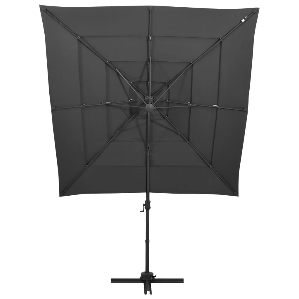 vidaXL 4-tasoinen Aurinkovarjo alumiinitolppa antrasiitti 250x250 cm
