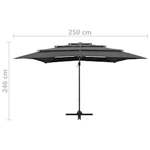 4stupňový zahradní slunečník hliníková tyč antracit 250x250 cm - obrázek 9