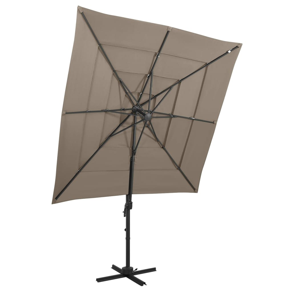 vidaXL parasol med aluminiumsstang i 4 niveauer 250x250 cm gråbrun