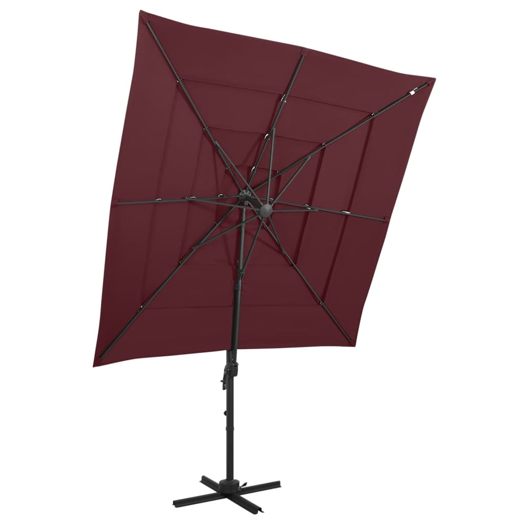 vidaXL 4-tasoinen Aurinkovarjo alumiinitanko viininpunainen 250×250 cm