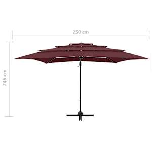 4stupňový zahradní slunečník s hliníkovou tyčí bordó 250x250 cm - obrázek 9