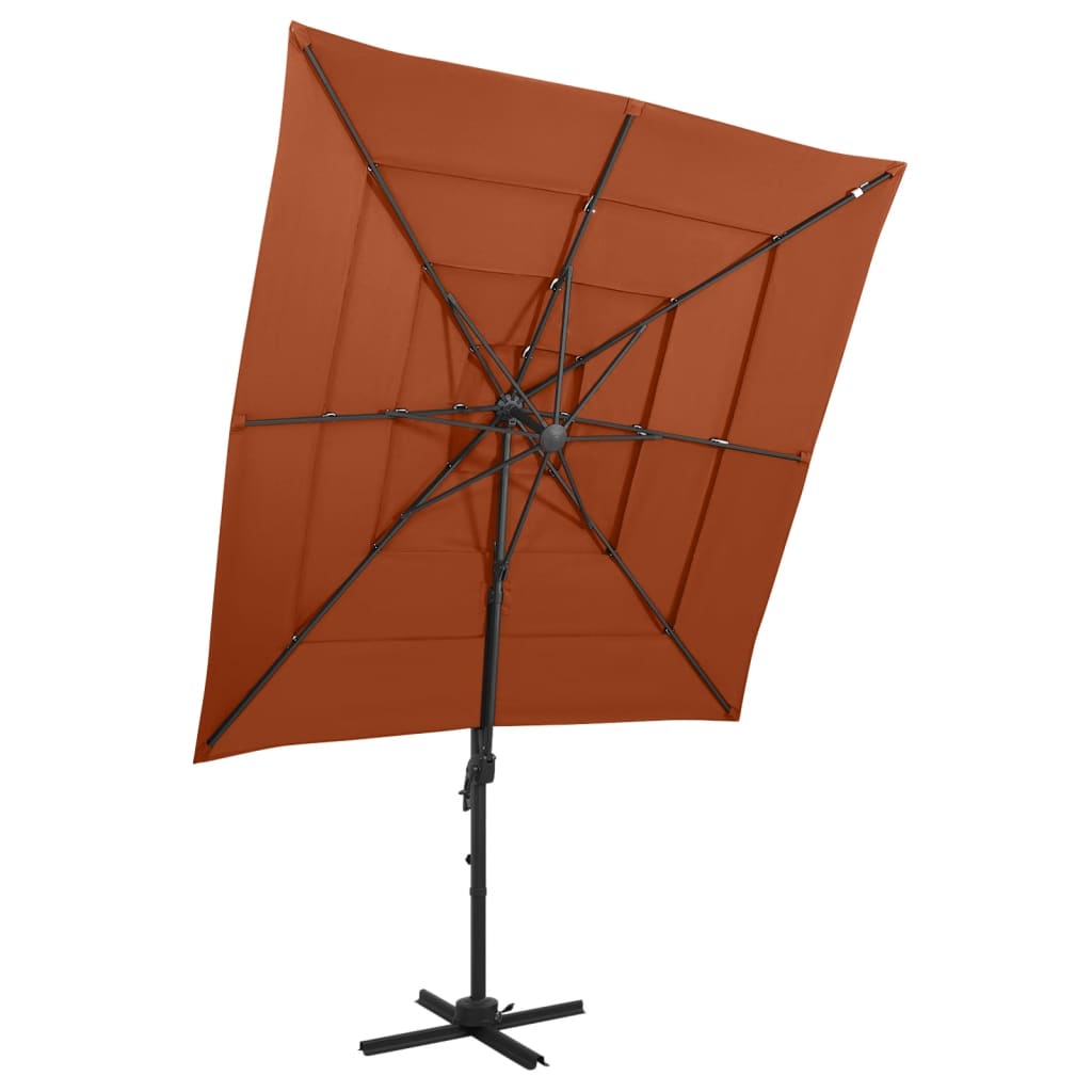 vidaXL parasol med aluminiumsstang i 4 niveauer 250x250 cm terrakotta