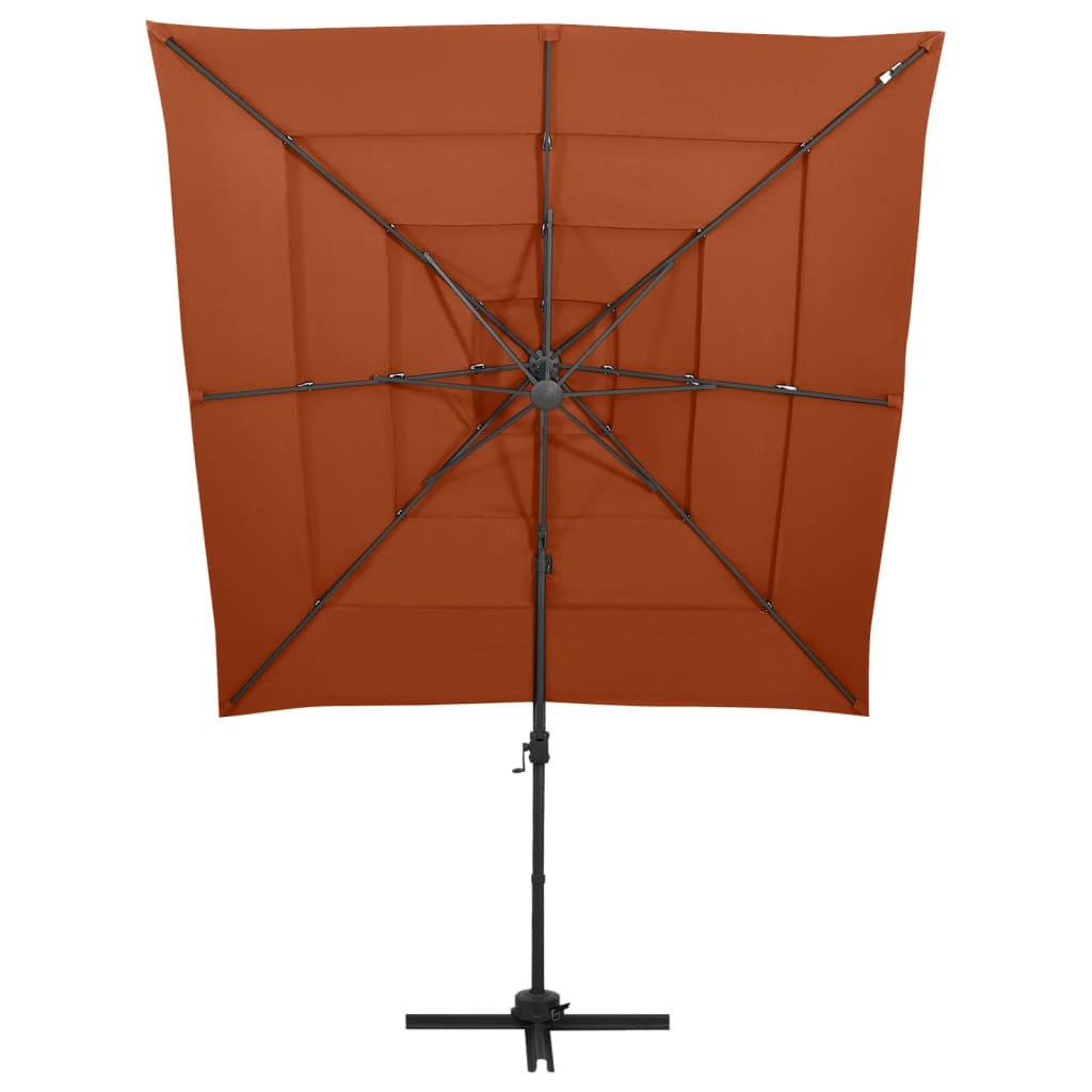 vidaXL Parasol 4-laags met aluminium paal 250x250 cm terracottakleurig afbeelding