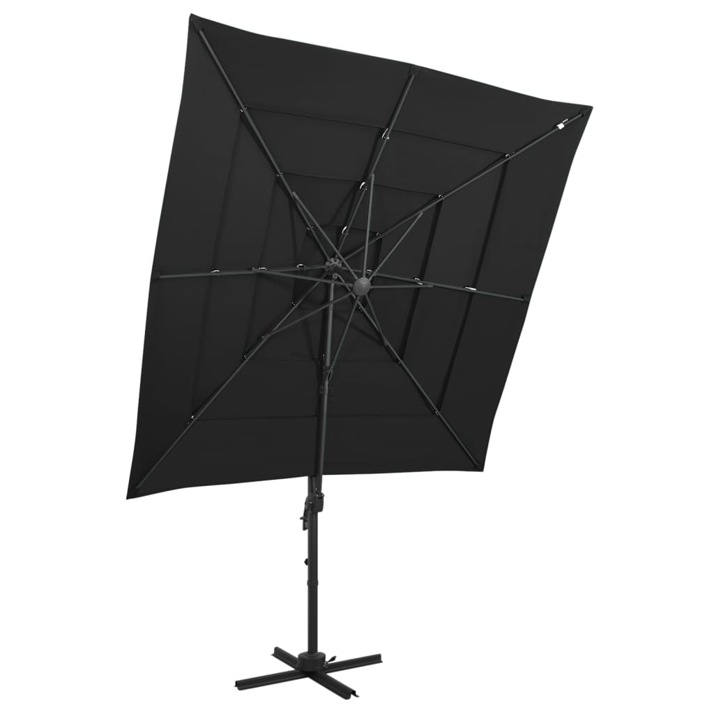 4: vidaXL parasol med aluminiumsstang i 4 niveauer 250x250 cm sort